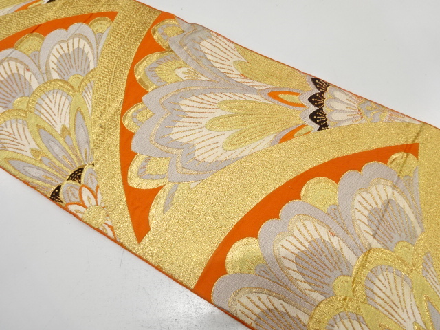 アンティーク　花更紗模様織り出し袋帯（材料）